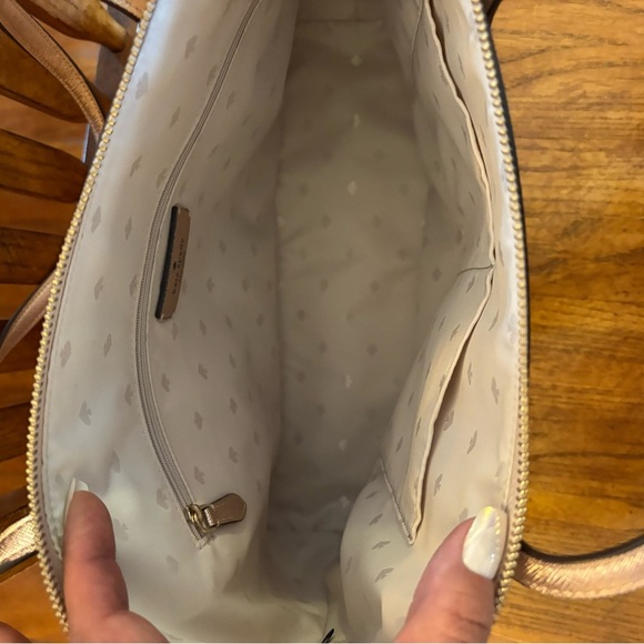 Kate Spade Lola Tinsel Shimmer Glitter Rose Gold Tote Bag - Picture 12 of 13